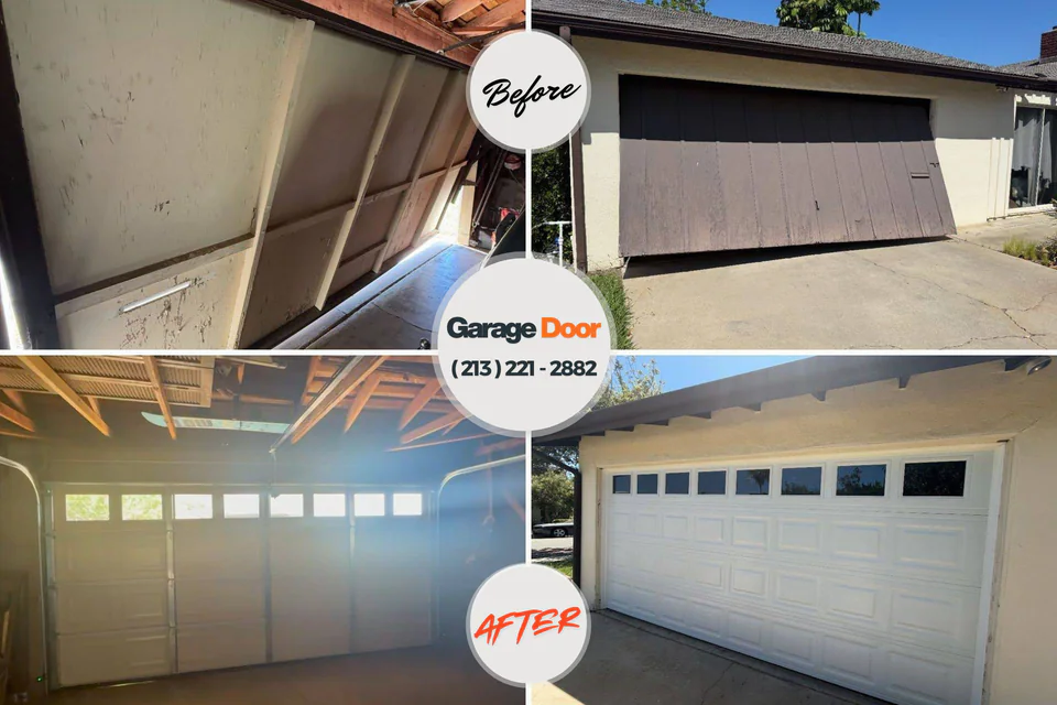 Before and after: garage door repair Henryville, IN